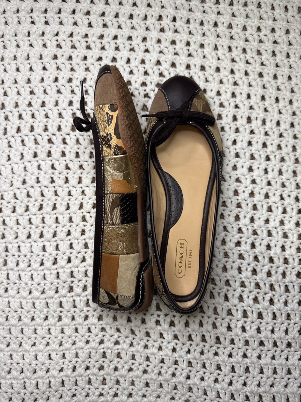 Coach Patchwork Ballet Flats in Brown Multi